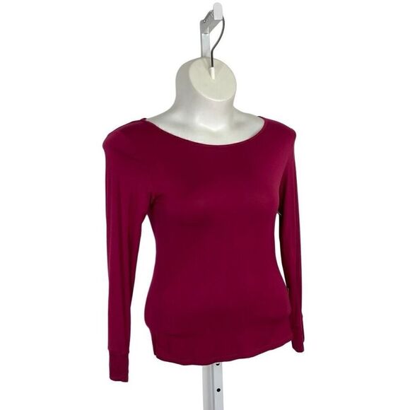 Laundry By Shelli Segal XL Pink Top Back Cut Out Long Sleeve Tee Shirt Workout - Picture 1 of 6